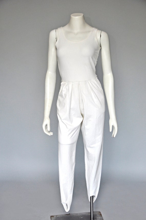 vintage 1980s Bettina Riedel white catsuit XS-M - image 1