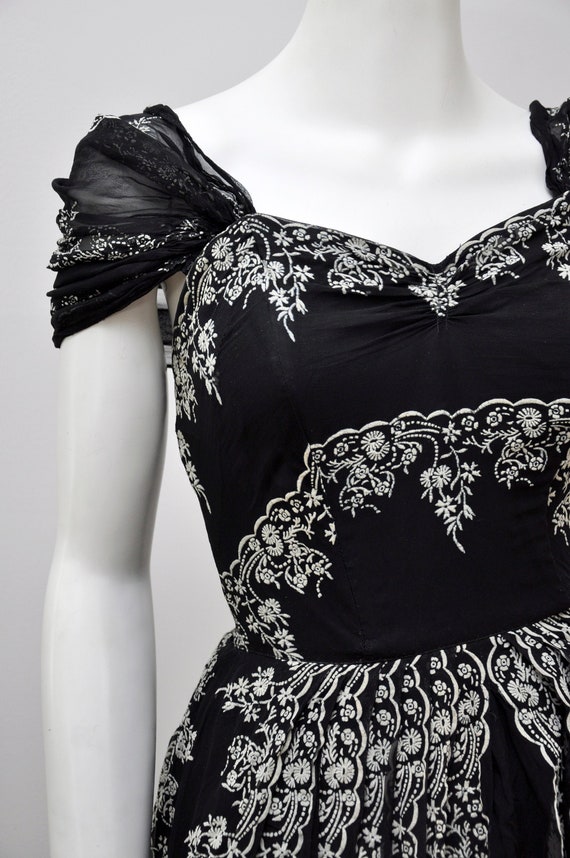 1950s Emma Domb black and white dress XS/S
