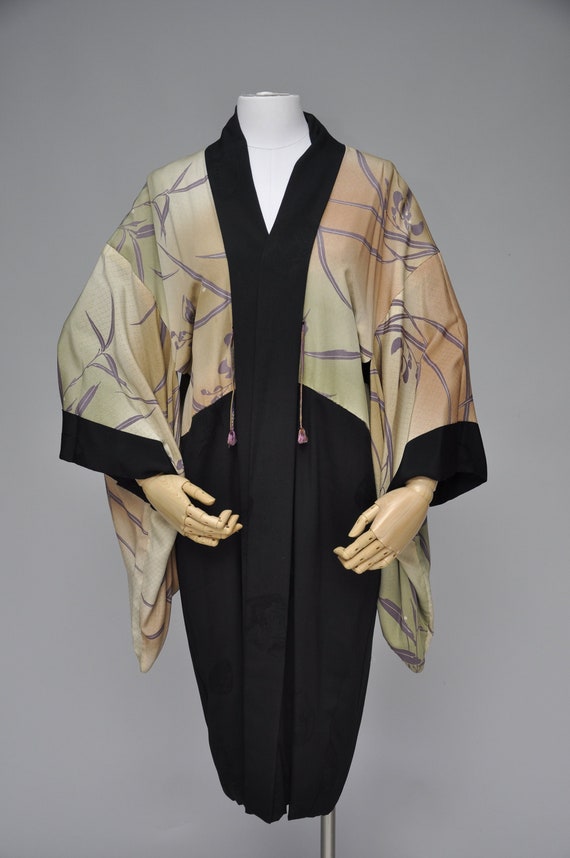 vintage early showa rinzu silk haori kimono XS-M