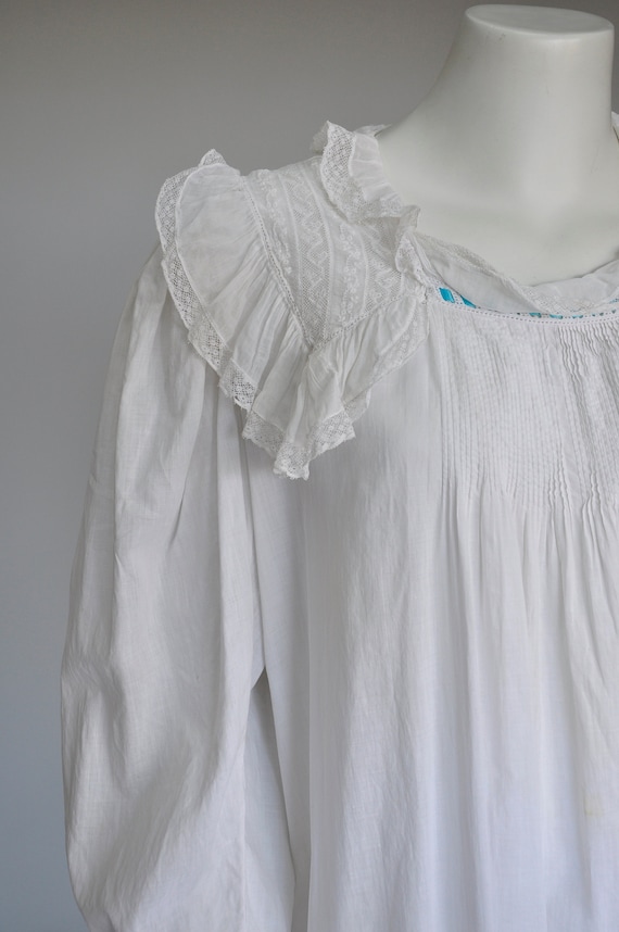 antique Edwardian Victorian cotton nightgown S/M/L