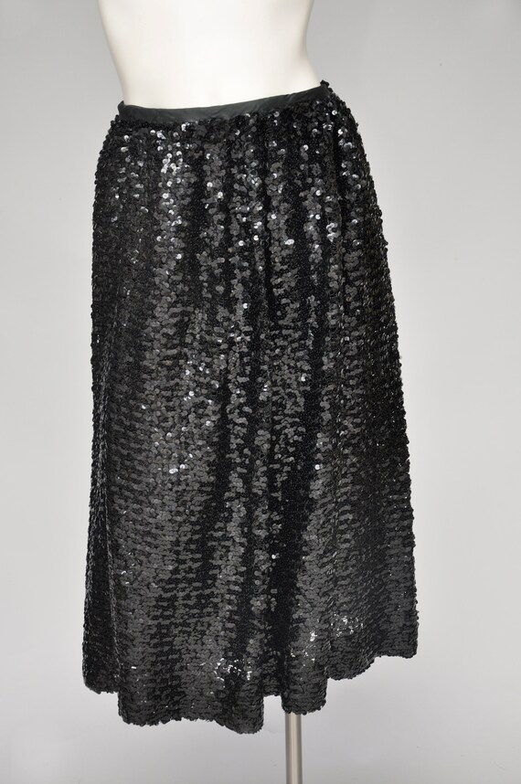 vintage 1950s 60s black sequin skirt w/ matching … - image 6