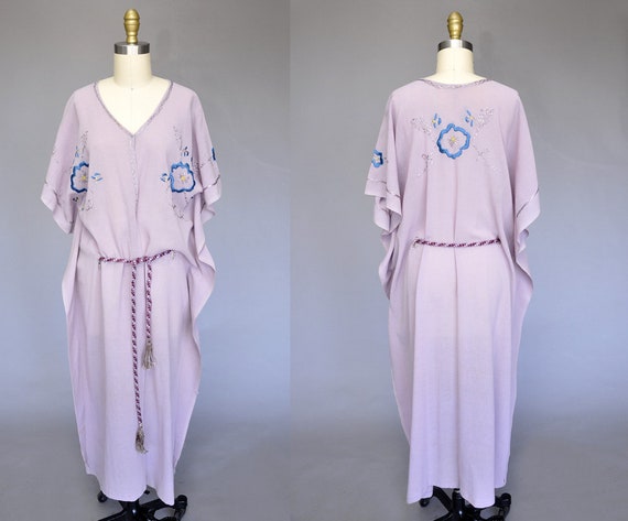 1920s purple embroidered kaftan robe XS/S/M