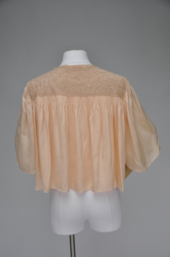 vintage 1930s peach silk bedjacket blouse XS-L - image 5