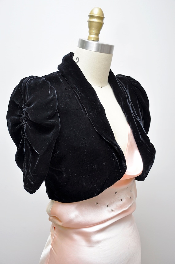 1930s black silk velvet bolero XS/S