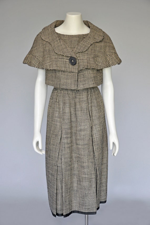 vintage 1960s wool houndstooth Galanos dress set … - image 1