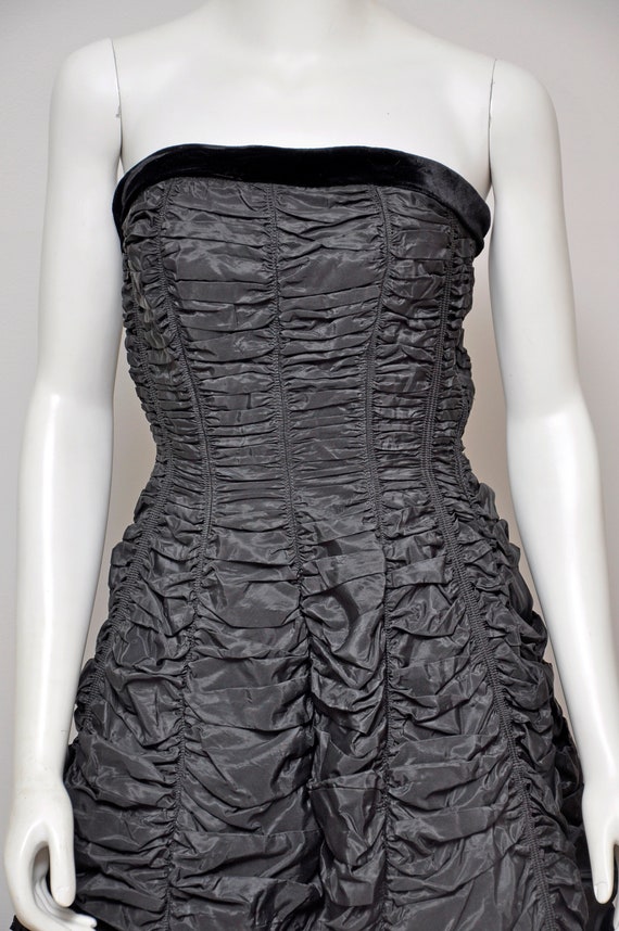 vintage 1950s Suzy Perette black coffin pleated s… - image 3