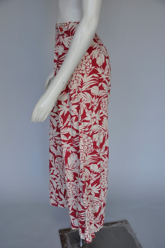 vintage 1930s red tropical print wide leg beach p… - image 2