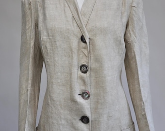 Vintage Antique 1910s Edwardian Chinstrap Linen Duster Coat