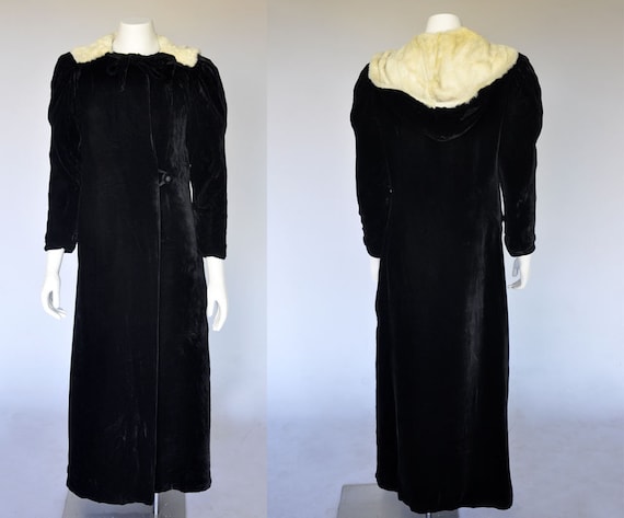 1930s velvet coat | vintage 30s black silk velvet