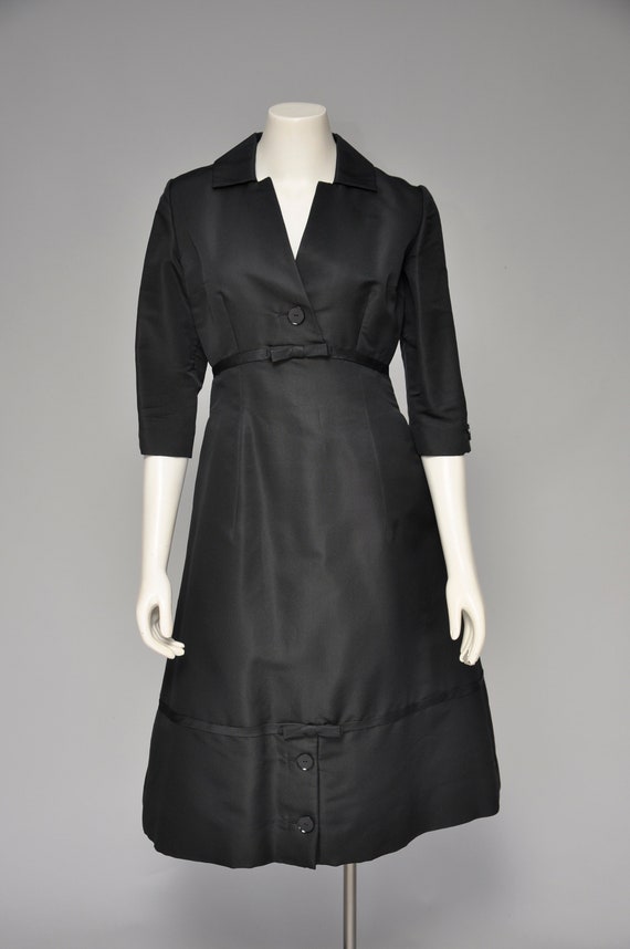 vintage 1950s black silk Harvey Berin dress S/M
