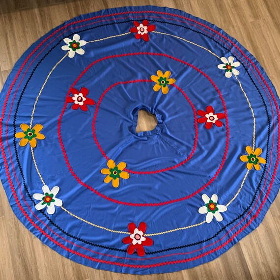 1950s full circle skirt with felted flowers XS