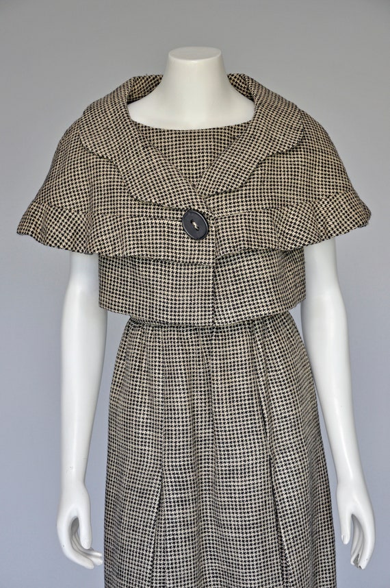 vintage 1960s wool houndstooth Galanos dress set … - image 2