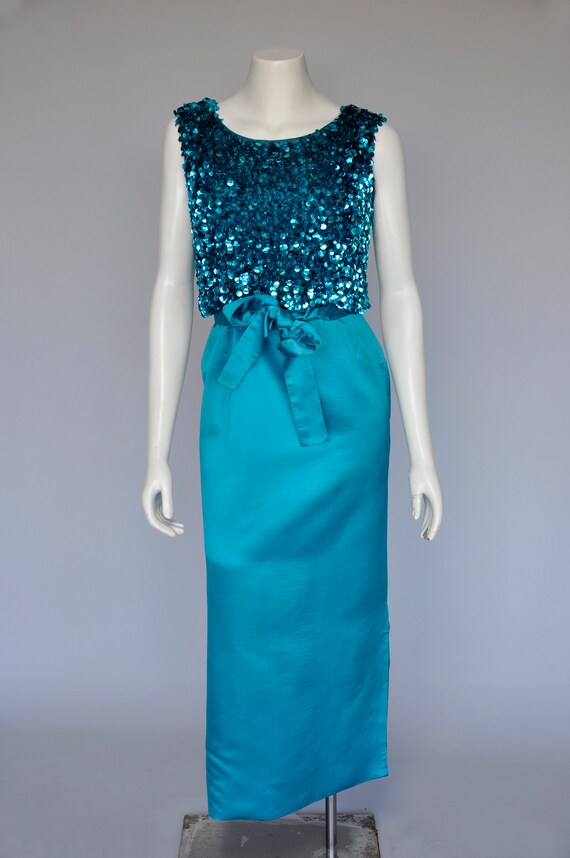 aqua blue sequin dress RHEA SEQUIN MAXI DRESS