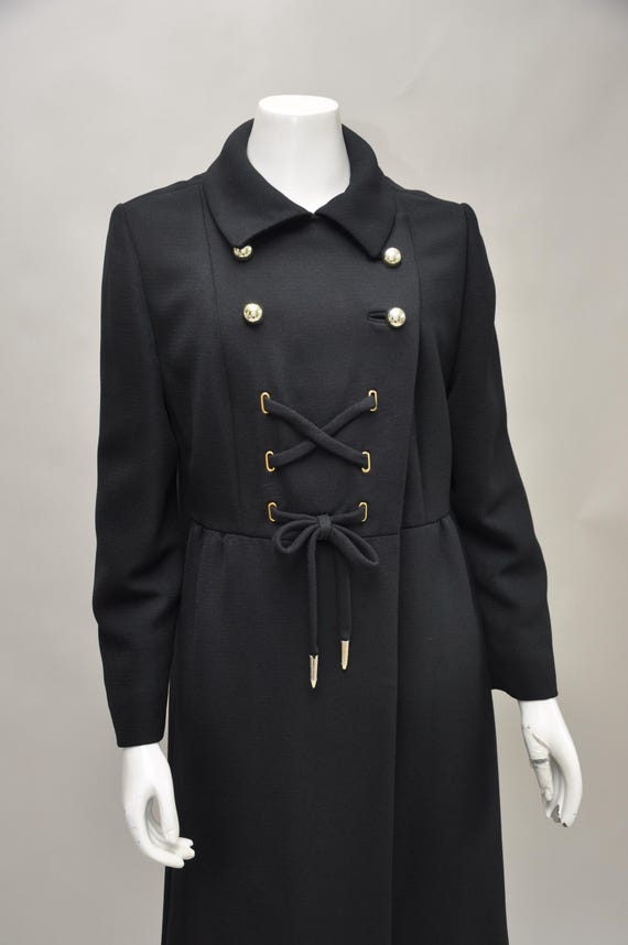 Geoffrey Beene, vintage 1960s GEOFFREY BEENE black wool double breasted coat M