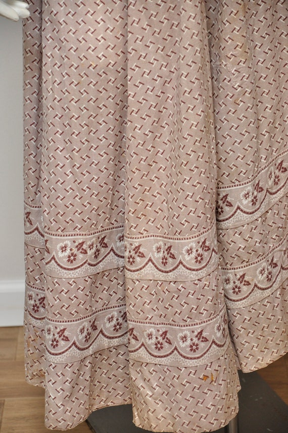 Antique Victorian 1880s Workwear Cotton Printed Sk