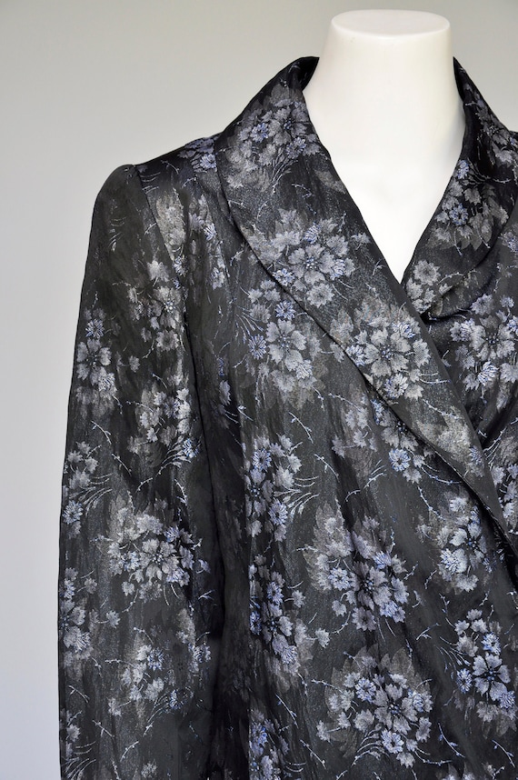 vintage 1930s floral lame metallic robe XS/S/M