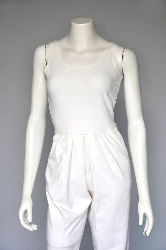 vintage 1980s Bettina Riedel white catsuit XS-M - image 2