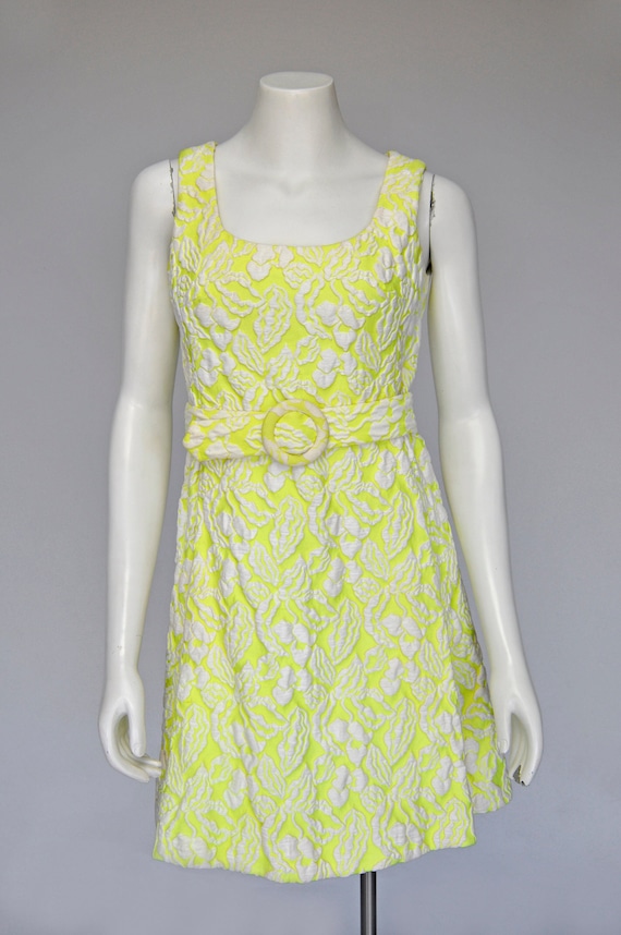 vintage 1960s bright yellow mod dress set XS/S