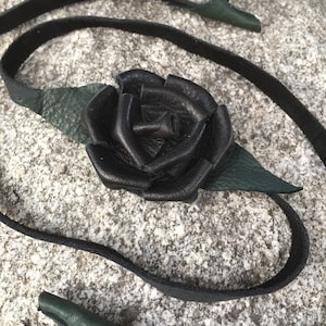 Leather rose headband