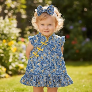 blue dress for baby girl Royal Monk Navy Cherry Heart Nora Swing Dress – Unique Vintage