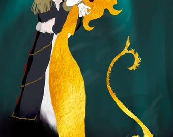 Klimt Homage Art Print: Monster's Kiss, Framed Option