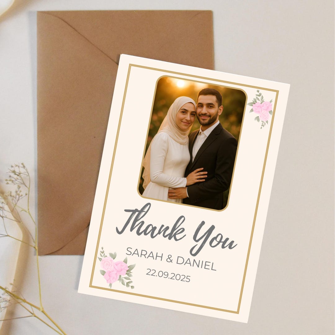 Editable Photo Thank You Card , 5x7 Printable Template - Etsy