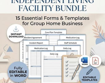 Unabhängige Wohneinrichtung Bundle | Gruppe Home Business | 15 Bearbeitbare Formulare & Vorlagen PDF | Sofortdownload