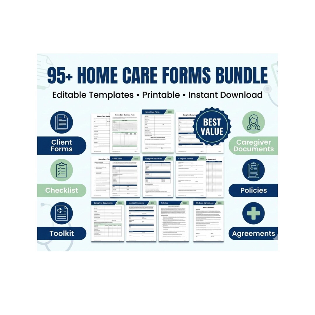Home Care Form.pdf 95+ Non-medical Home Care Forms Bundle | Caregiver, Client, Business ...