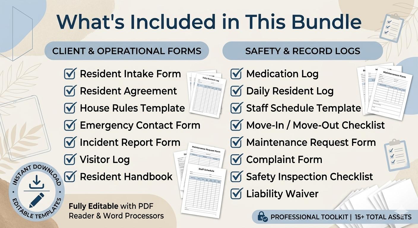 Independence Order Form Independent Living Facility Bundle | Group Home Business | 15 Editable ...