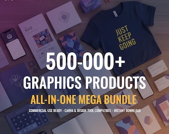 500.000+ Grafik-Asset-Mega-Bundle | Logos, Icons, Vektoren, Mockups, Vorlagen, Canva | Herunterladen
