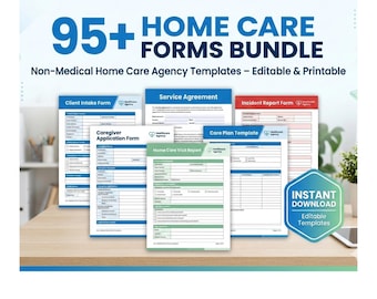 95+ nicht-medizinische Häusliche Pflege Formen bündeln | Pfleger, Klient, Business Template (Digitaler Download)