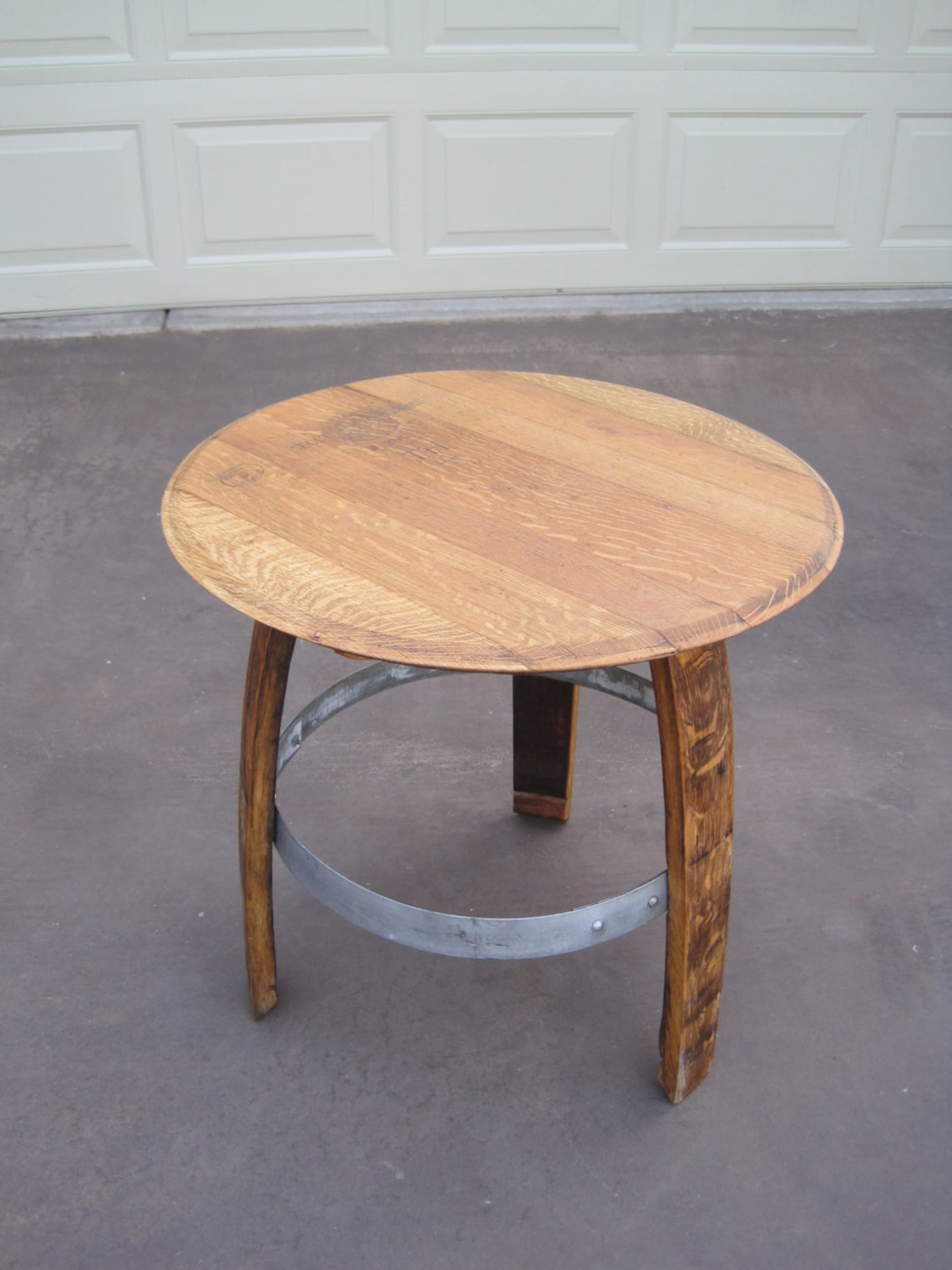 Side Table made from Wine Barrel Staves and Top Etsy