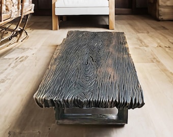 Handmade Reclaimed Wood Coffee Table: Rustic Driftwood, Square Solid Wood