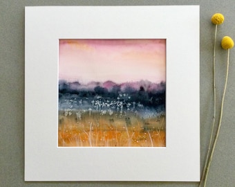 Original Art, watercolour painting, Golden field