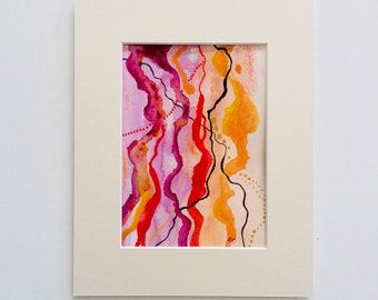 Small original abstract watercolour, "Paths"