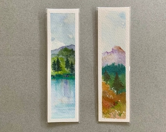 Two original handpainted watercolour bookmarks