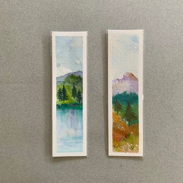Two original handpainted watercolour bookmarks