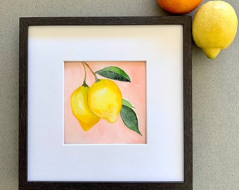 Original watercolour painting, kitchen painting, Lemons unframed