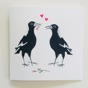 Australian Magpie greeting card, all occasions Magpies in love