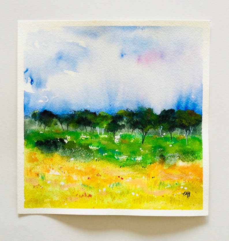 Aquarelle originale, après-midi d'été image 2