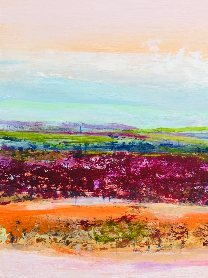 Peinture acrylique originale de paysage, horizon dégagé image 5