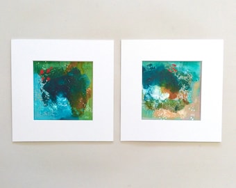 Two mixed media paintings, abstract art