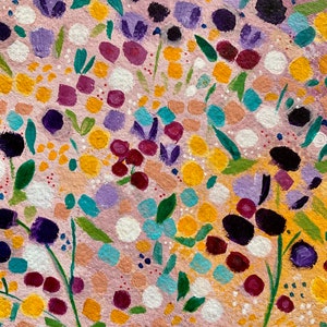 Original abstract flower painting on handmade paper image 6