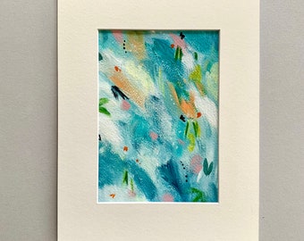 Original abstract painting on paper, Mary's Garden