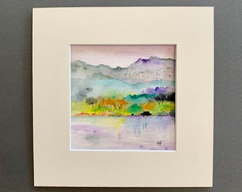 Petit paysage aquarelle original, High Country