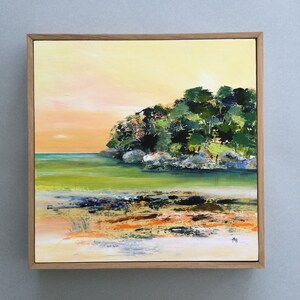 Original Acrylic Landscape painting on wood panel, Where the River meets the Sea image 3