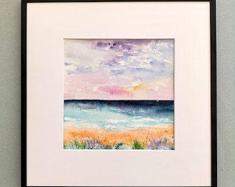 Original watercolour painting, gift, Ocean