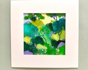 Original abstract landscape painting, Wild Woodland