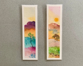 Two Original watercolour hand painted bookmarks, Desert