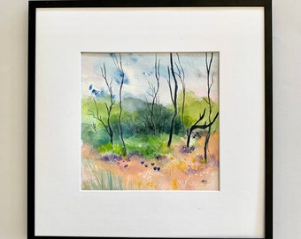 original watercolour painting, a walk in the woods, gift for mum